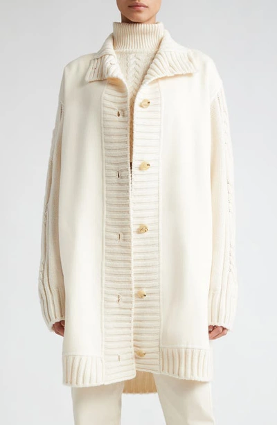 Shop Max Mara Alcazar Wool & Cashmere Cardigan In Ivory