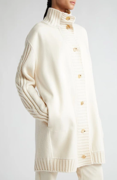 Shop Max Mara Alcazar Wool & Cashmere Cardigan In Ivory