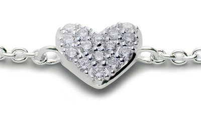Shop Monica Vinader Lab-created Diamond Heart Charm Bracelet In Sterling Silver