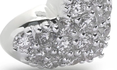 Shop Monica Vinader Lab-created Diamond Heart Huggie Hoop Earrings In Sterling Silver