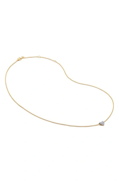 Shop Monica Vinader Lab-created Diamond Heart Charm Necklace In 18k Gold Vermeil