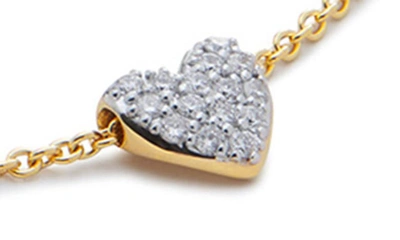 Shop Monica Vinader Lab-created Diamond Heart Charm Necklace In 18k Gold Vermeil