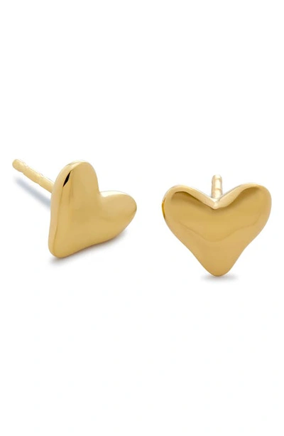 Shop Monica Vinader Heart Stud Earrings In 18k Gold Vermeil