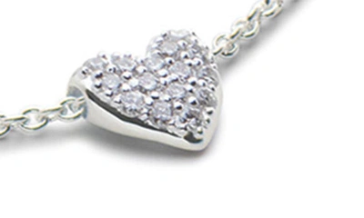 Monica Vinader Lab-created Diamond Heart Charm Necklace In Sterling Silver