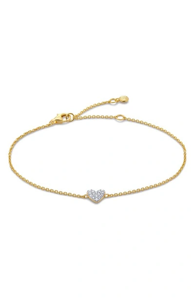 Shop Monica Vinader Lab-created Diamond Heart Charm Bracelet In 18k Gold Vermeil