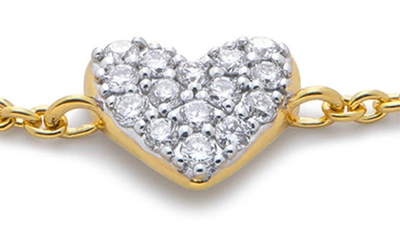 Shop Monica Vinader Lab-created Diamond Heart Charm Bracelet In 18k Gold Vermeil