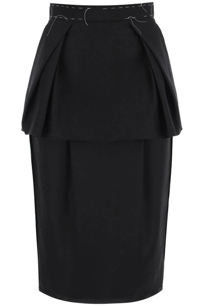 Shop Maison Margiela Work-in-progress Skirt In Silk And Cordura In Black