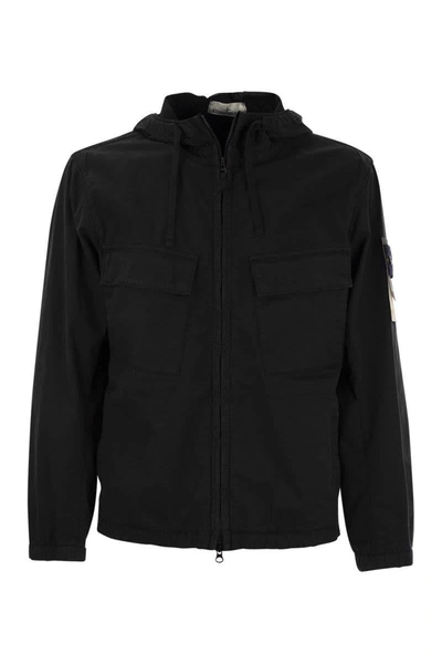 Shop Stone Island Cotton Jacket With Pockets In Black