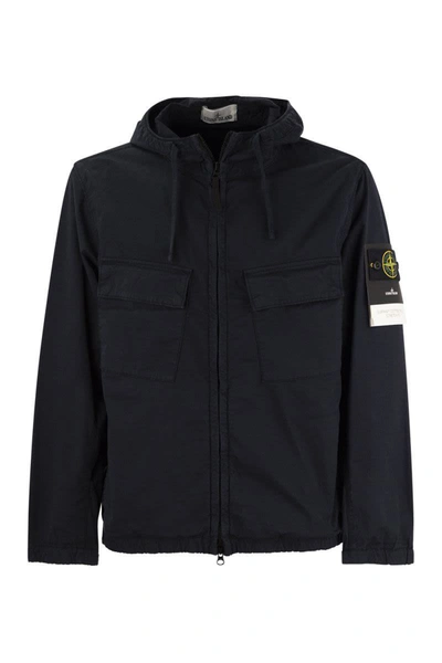 Shop Stone Island Cotton Jacket With Pockets In Navy Blue