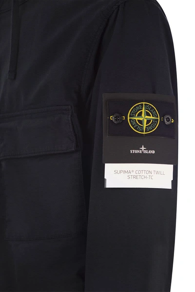 Shop Stone Island Cotton Jacket With Pockets In Navy Blue