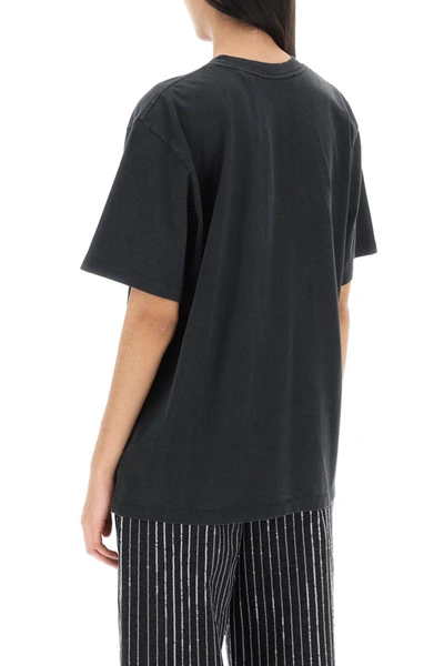 Shop Rotate Birger Christensen Rotate Faded-effect T-shirt With Logo Embroidery In Black