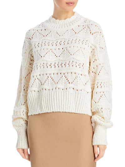 Shop Aqua Womens Open Stitch Long Sleeve Mock Turtleneck Sweater In Multi
