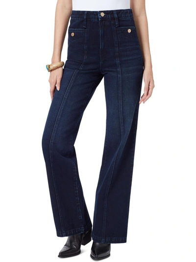 Shop Sam Edelman Womens High Rise Stertch Wide Leg Jeans In Blue