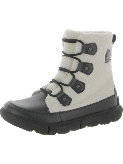Shop Sorel Explorer Ii Joan Cozy Womens Leather Faux Fur Winter & Snow Boots In Black