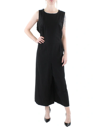 Shop Eileen Fisher Plus Womens Cropped Round Neck Jumpsuit In Black