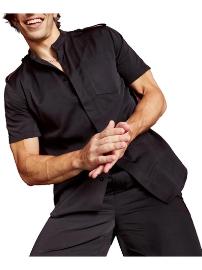 Shop Royalty By Maluma Mens Utility Short Sleeve Button-down Shirt In Black