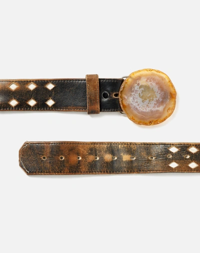 Shop Marketplace 70s Abalone And Brass Leather Belt In Black