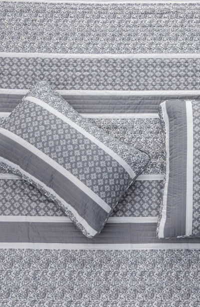 Woven & Weft Stripe & Paisley Quilt & Sham Set In Grey