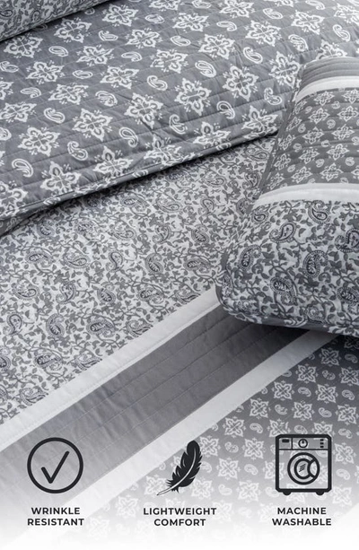 Woven & Weft Stripe & Paisley Quilt & Sham Set In Grey