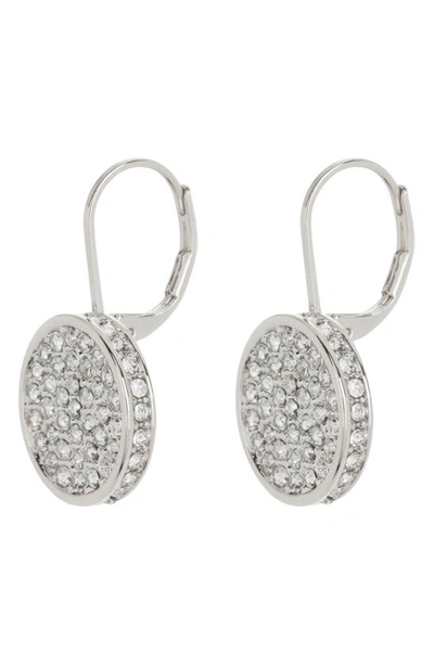 Shop Vince Camuto Pavé Crystal Disc Lever Back Earrings In Silver Tone