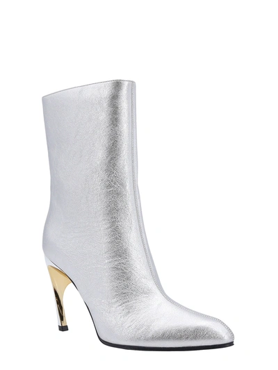 Shop Alexander Mcqueen Laminated Leather Ankle Boots