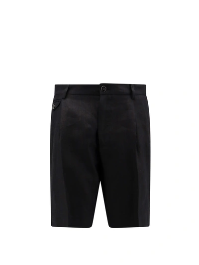 Shop Dolce & Gabbana Linen Bermuda Shorts With Frontal Pinces