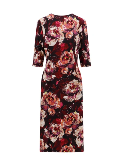 Shop Dolce & Gabbana Stretch Viscosa Dress With Peony Dress