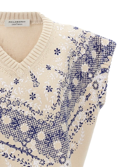 Shop Philosophy Floral Printed Vest Gilet White