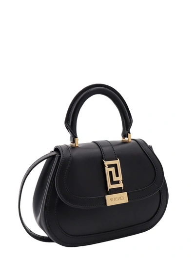Shop Versace Leather Handbag With Frontal La Greca Detail