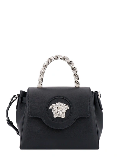 Shop Versace Leather Handbag With Frontal Metal Medusa Logo