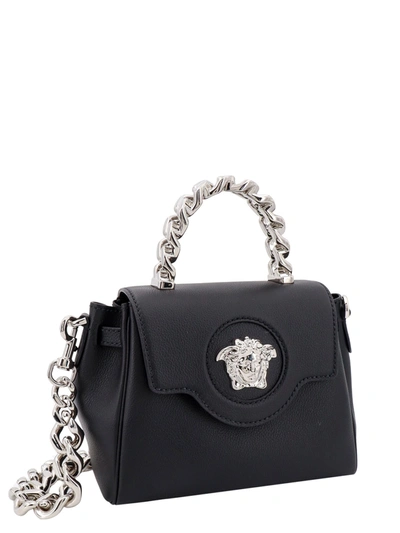 Shop Versace Leather Handbag With Frontal Metal Medusa Logo