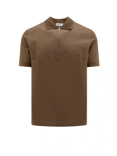 Shop Ferragamo Cotton Polo Shirt With Zip Closure