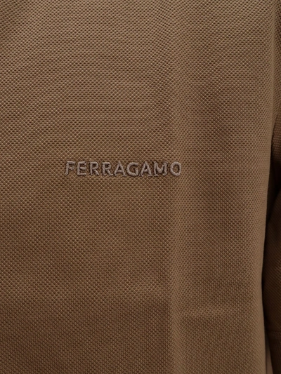 Shop Ferragamo Cotton Polo Shirt With Zip Closure