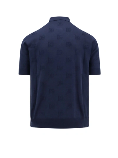 Shop Dolce & Gabbana Silk Polo Shirt With Allover Dg Logo Embroidery