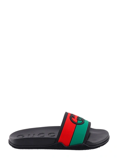 Shop Gucci Rubber Sandals With Frontal Monogram