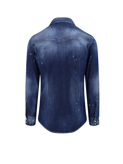 Shop Dsquared2 Denim Shirt With Bleached Effect