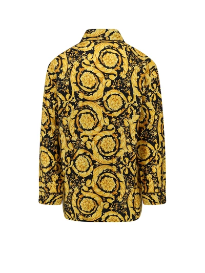 Shop Versace Sik Pajama Shirt With Barocco Motif