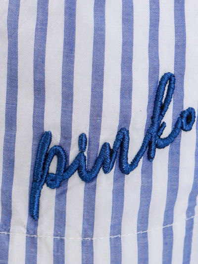 Shop Pinko Cotton Crop Shirt With Striped Motif