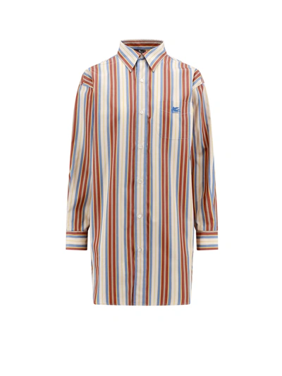 Shop Etro Cotton Shirt With Striped Motif