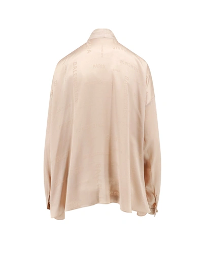 Shop Balenciaga Silk Shirt With Logo Motif