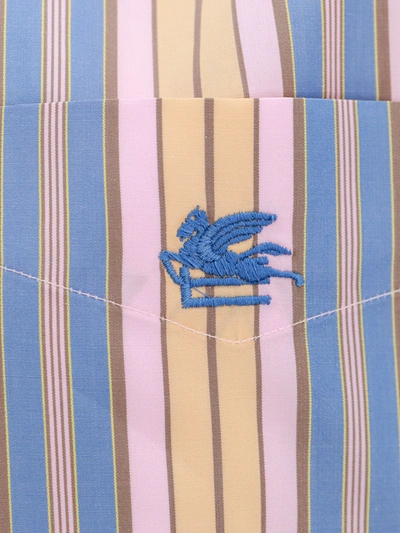 Shop Etro Cotton Shirt With Striped Motif