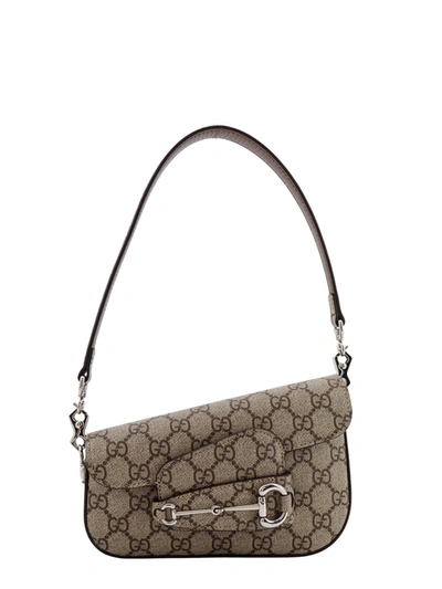 Shop Gucci Gg Supreme Fabric Shoulder Bag With Iconic Horsebit