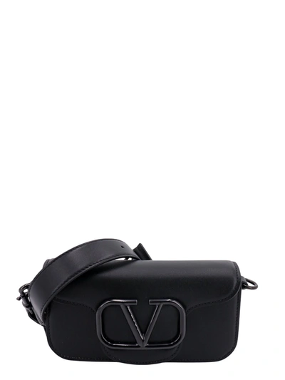 Shop Valentino Leather Shoulder Bag With Vlogo Signature Detail