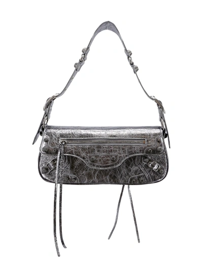 Shop Balenciaga Laminted Leather Shoulder Bag With Metal Details