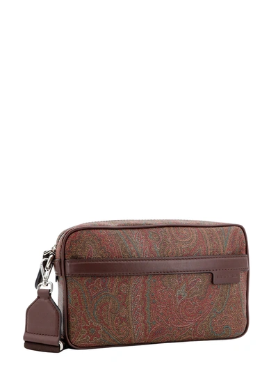 Shop Etro Coated Canvas And Leather Shoulder Bag With Paisley Motif