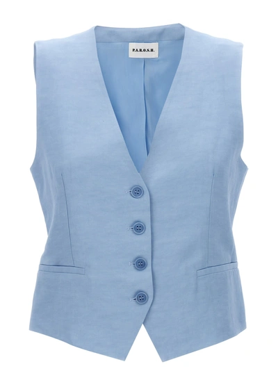 Shop P.a.r.o.s.h Single-breasted Vest Gilet Light Blue