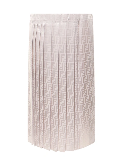 Shop Fendi Silk Skirt With Ff Motif