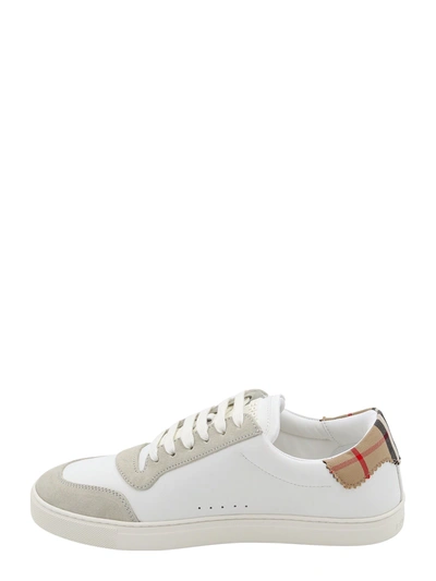 Shop Burberry Leather And Suede Sneakers With Patch With Check Motif