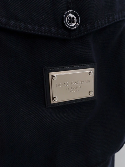 Shop Dolce & Gabbana Cotton Cargo Trouser With Metal Logo Patch