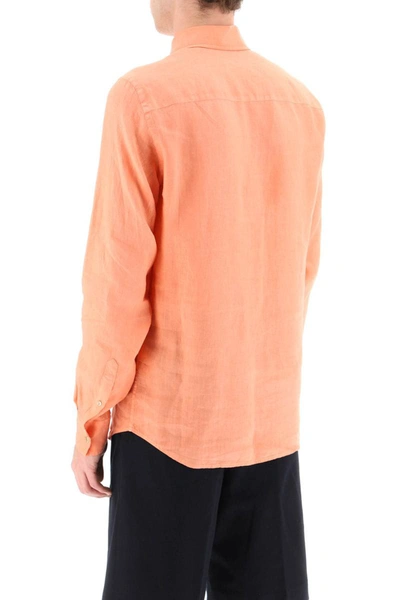 Shop Agnona Classic Linen Shirt In Orange